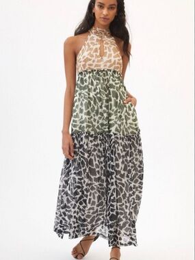 Anthropologie Maeve Keyhole Halter Maxi Dress